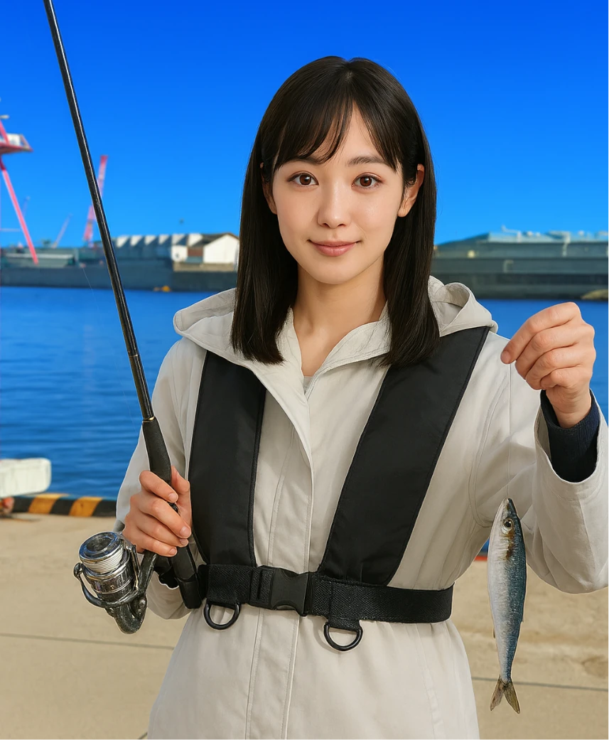 函館漁港でイワシの釣果を得た国生.webp