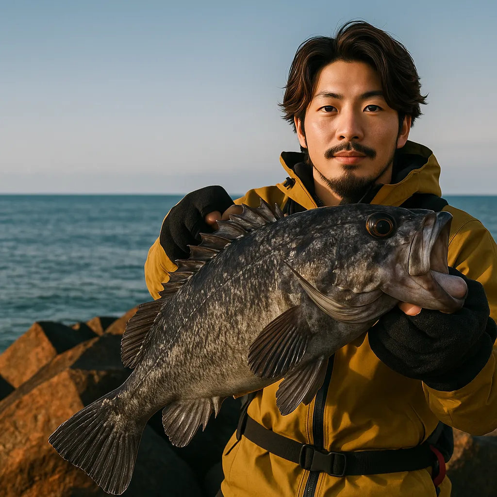 利尻島でクロソイの釣果を得た澤田.webp