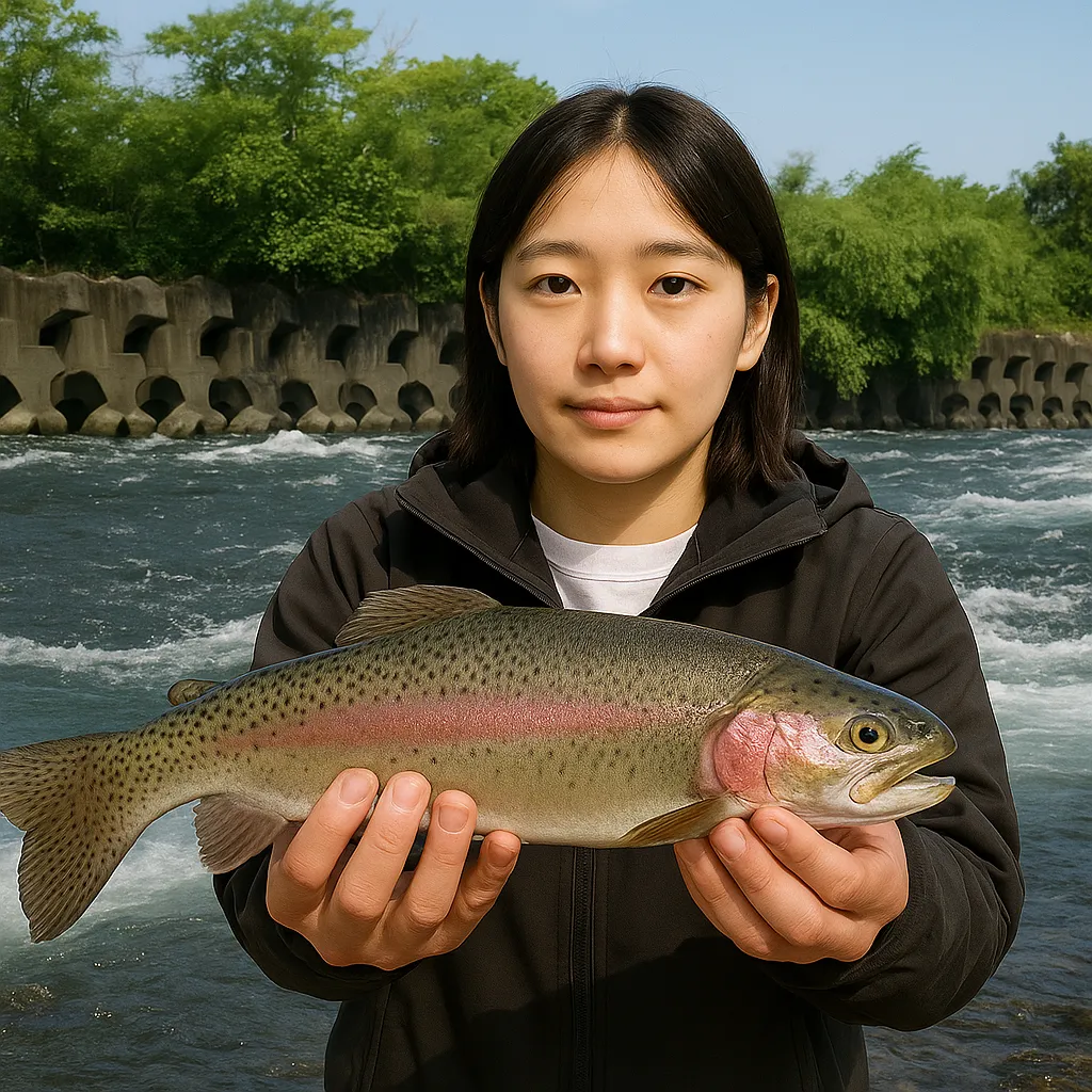 利根川でニジマスの釣果を得た森永.webp