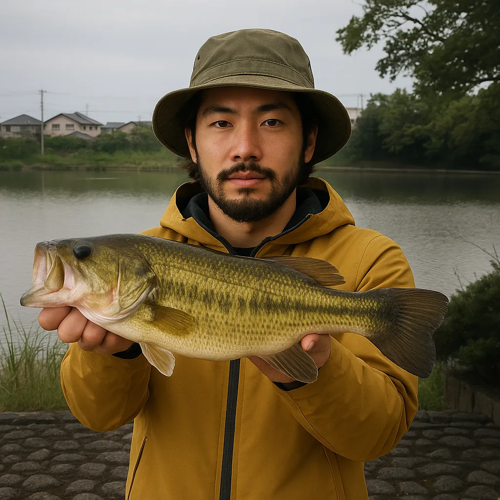 加木屋大池でブラックバスの釣果を得た澤田.webp