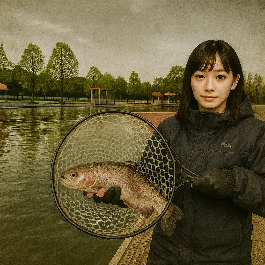 加須はなさき水上公園でニジマスの釣果を得た国生.webp