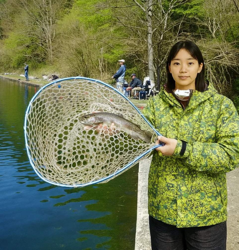 千早川マス釣り場でイワナの釣果を得た森永.webp