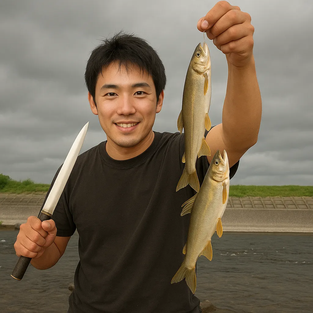 千曲川でアユの釣果を得た新崎.webp