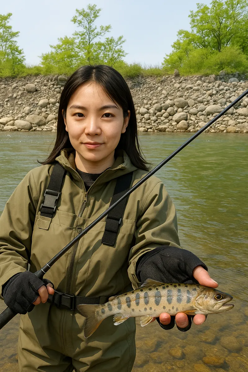 千曲川でヤマメの釣果を得た森永.webp