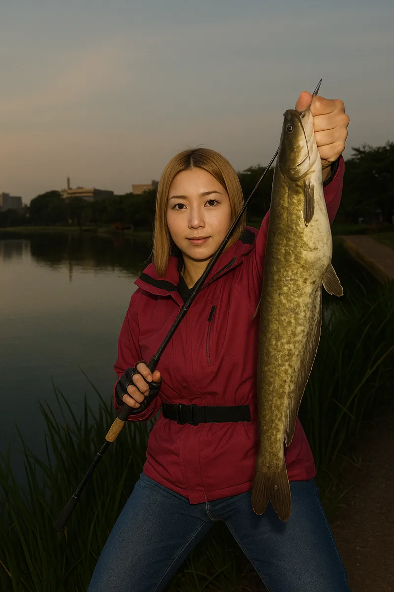 千波湖でナマズの釣果を得た階下.webp