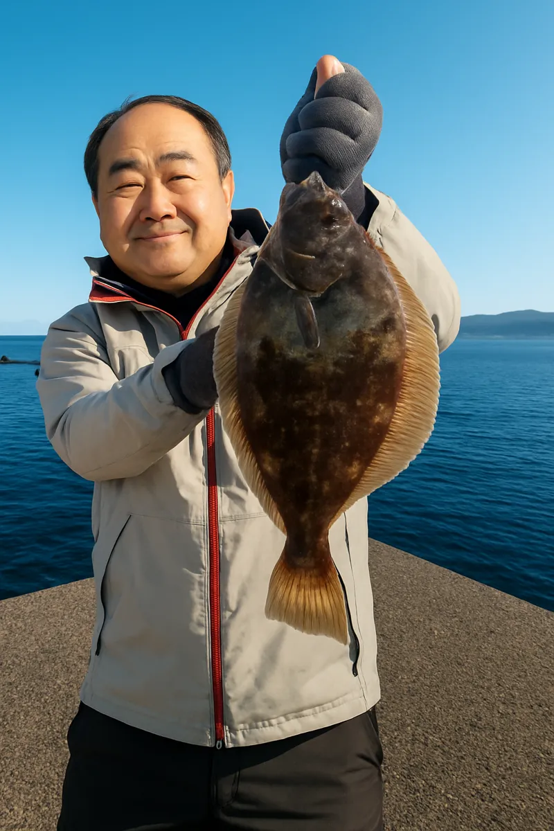 千走漁港でカレイの釣果を得た持田.webp