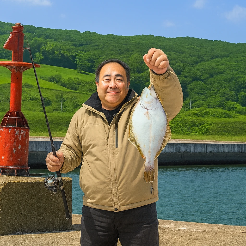 厚内漁港でカレイの釣果を得た持田.webp