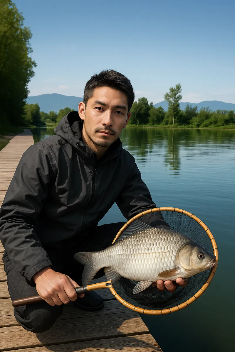 厚木へら鮒センターでヘラブナの釣果を得た勝田.webp