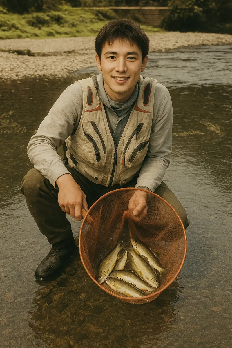 古座川でアユの釣果を得た新崎.webp