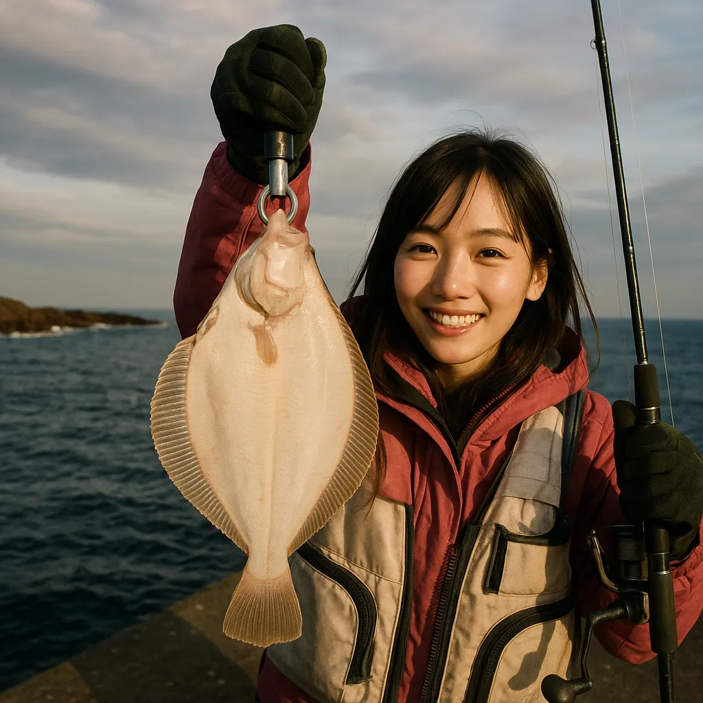 古部漁港でマガレイの釣果を得た黒川.webp