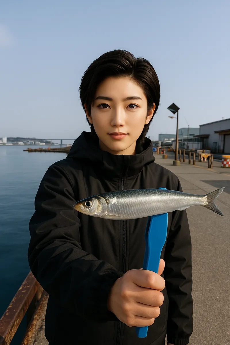 城ヶ島でイワシの釣果を得た佐伯.webp