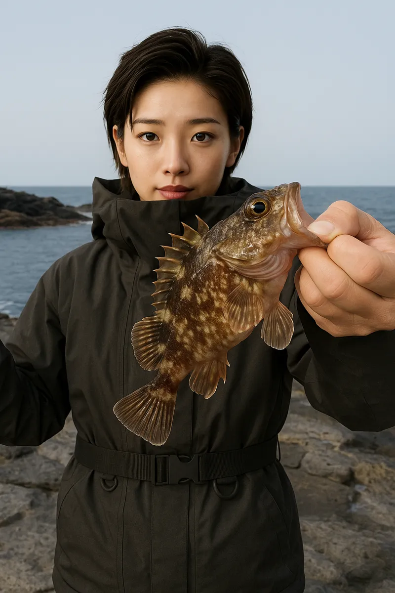 城ヶ島でカサゴの釣果を得た佐伯.webp