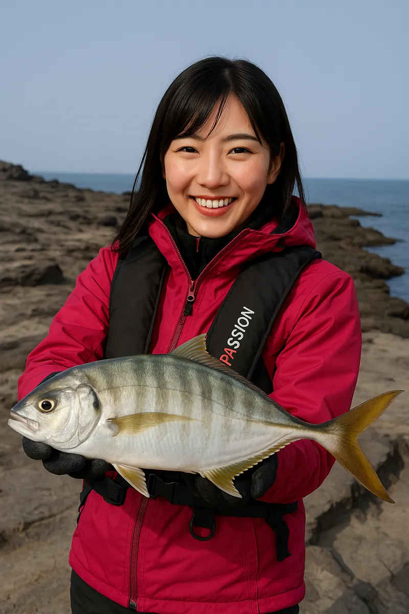 城ヶ島でシマアジの釣果を得た黒川.webp