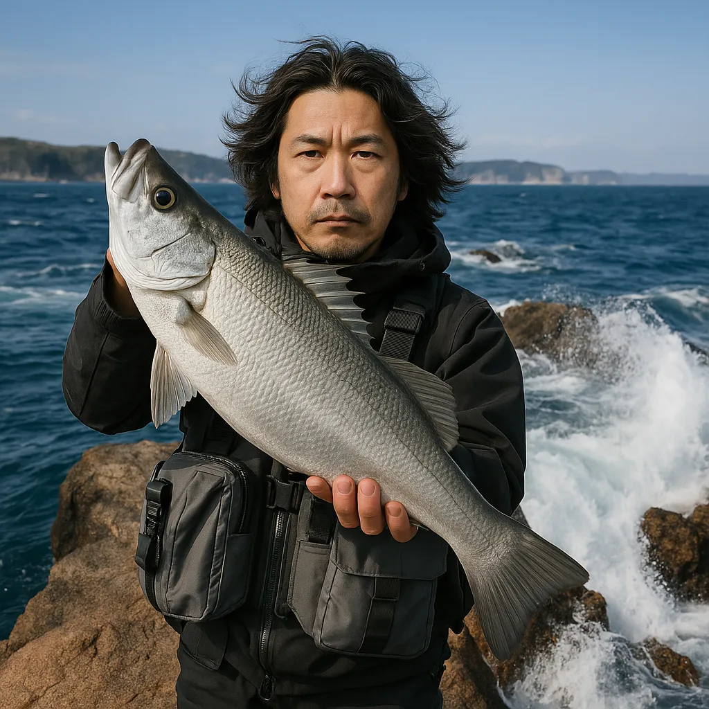 城ヶ島でヒラスズキの釣果を得た岸本.webp