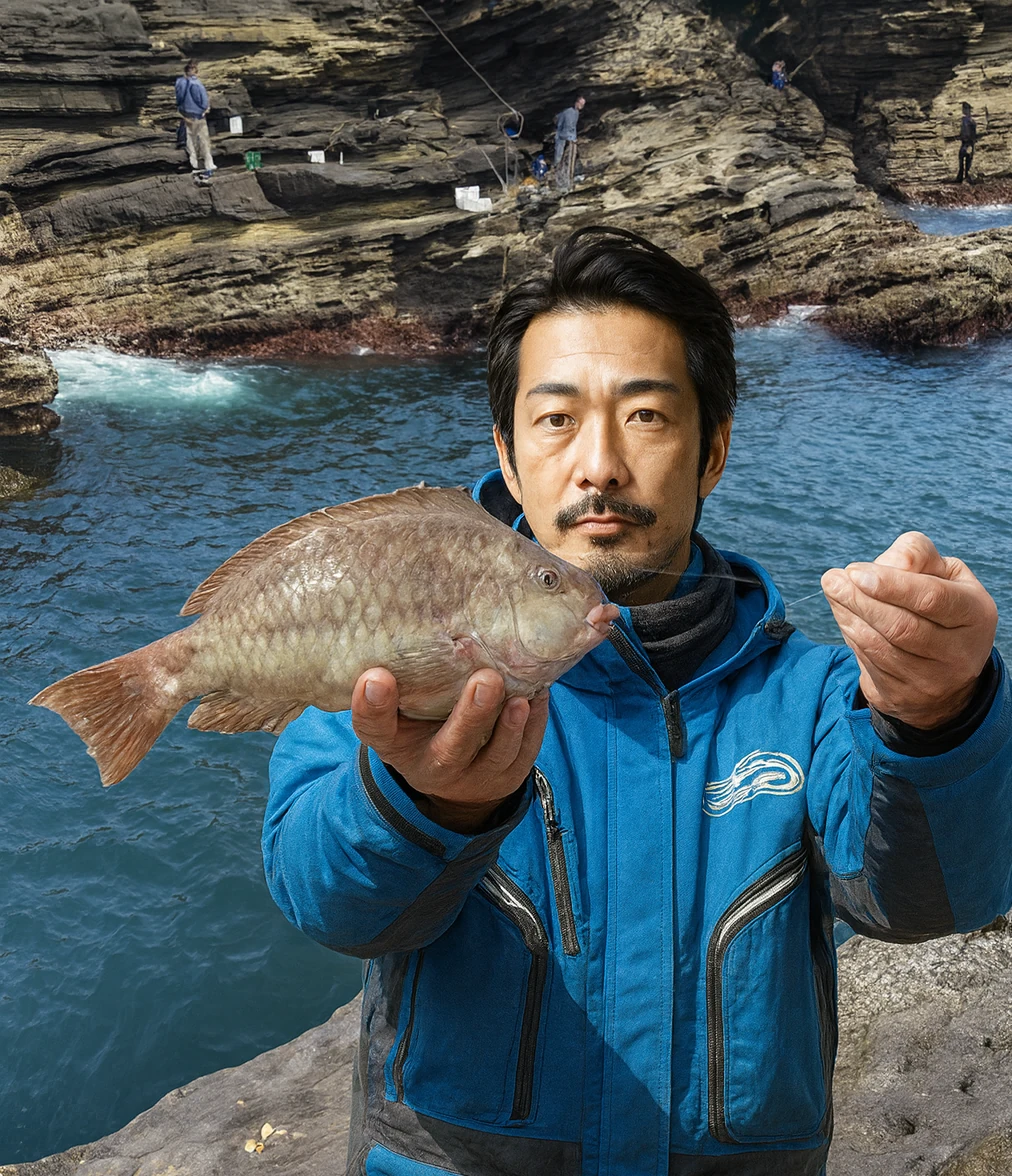 城ヶ島でブダイの釣果を得た佐々木.webp