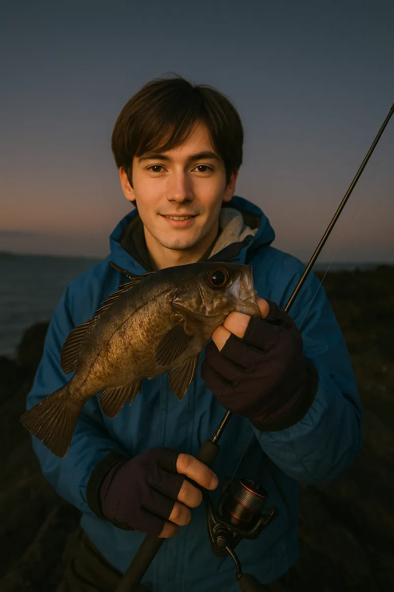 城ヶ島でメバルの釣果を得た久良木.webp