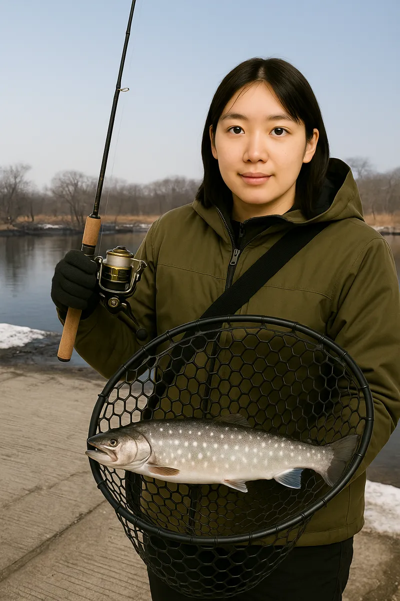 塘路湖でアメマスの釣果を得た森永.webp