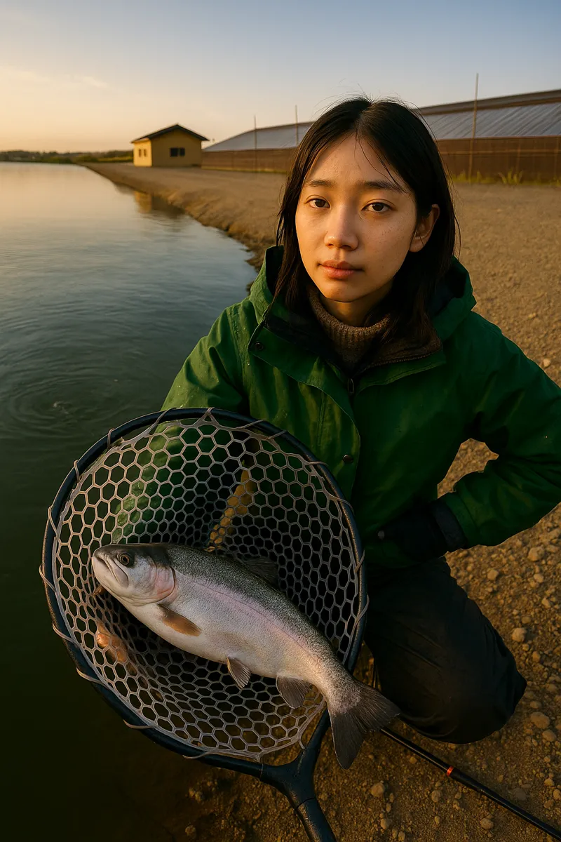 増井熊本養魚場でサクラマスの釣果を得た森永.webp