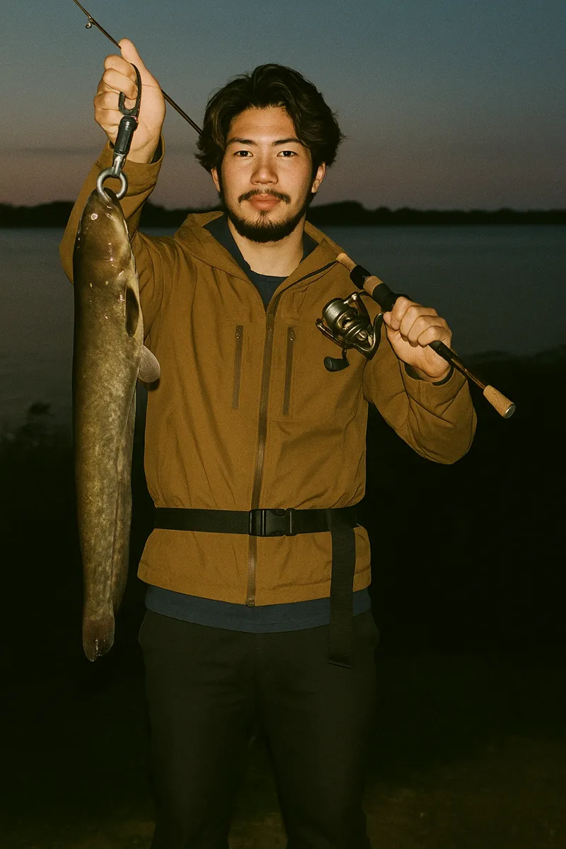 多々良沼でナマズの釣果を得た澤田.webp