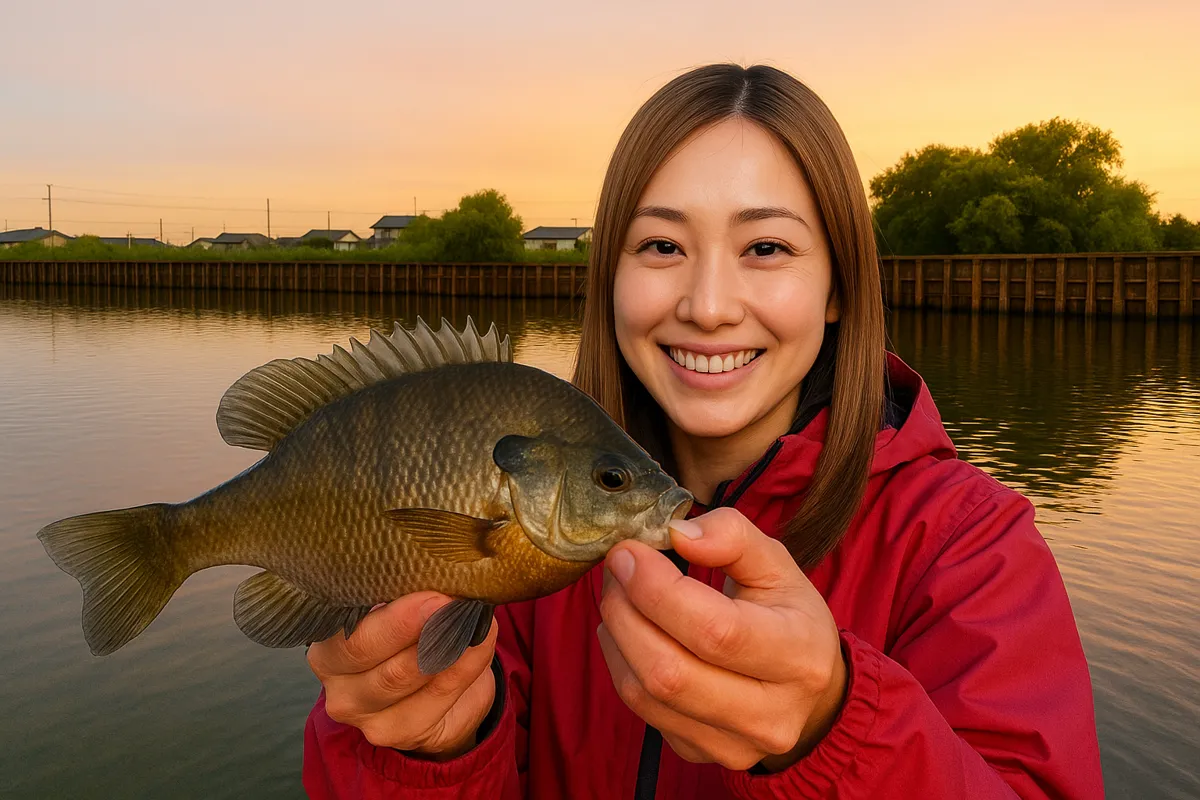 多々良沼でブルーギルの釣果を得た階下.webp