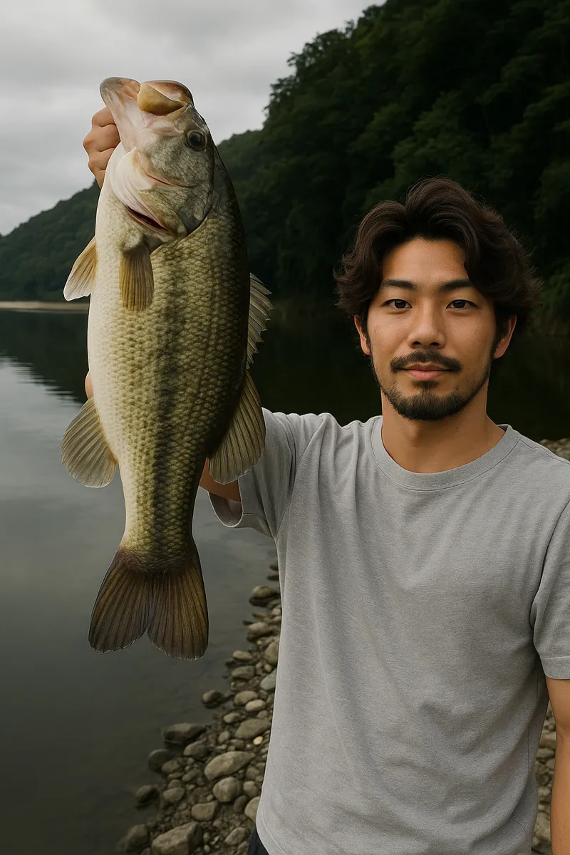 大和川でブラックバスの釣果を得た澤田.webp
