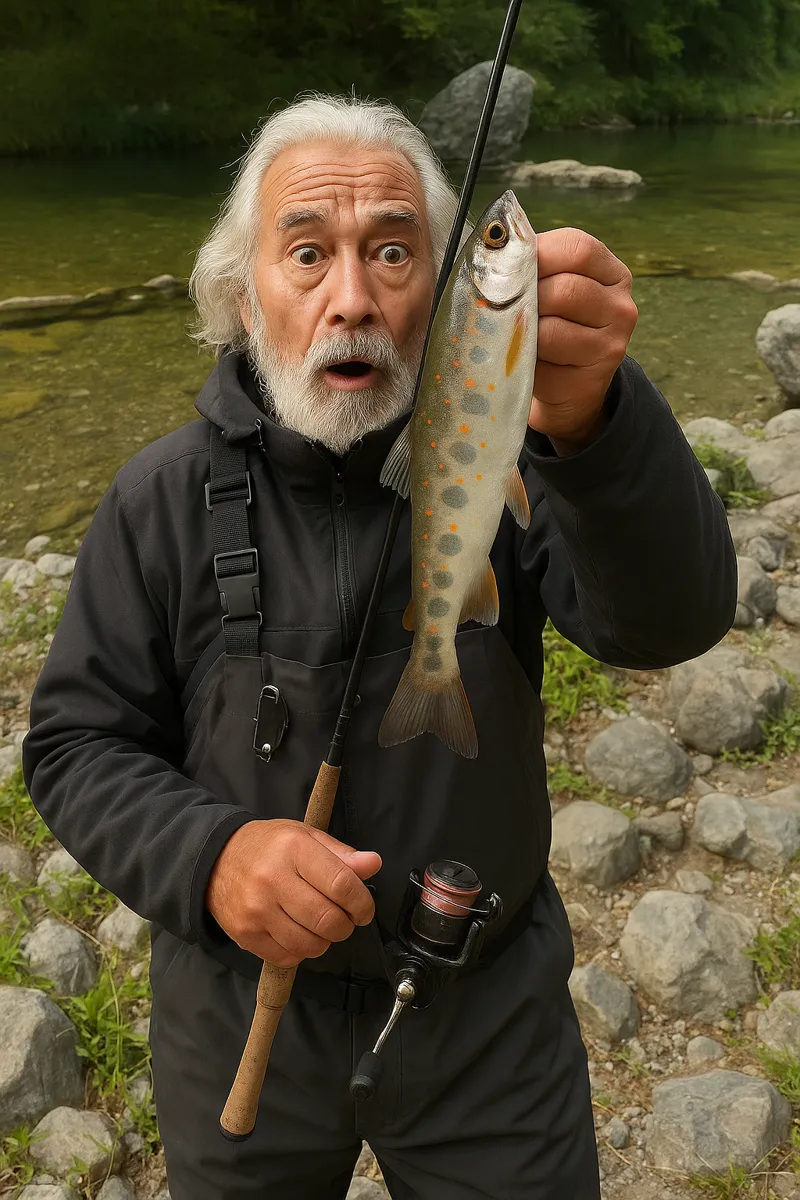 天ノ川でアマゴの釣果を得た米田.webp