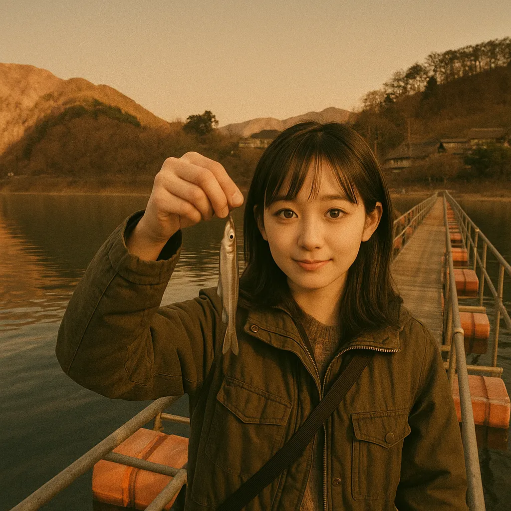 奥多摩湖でワカサギの釣果を得た国生.webp