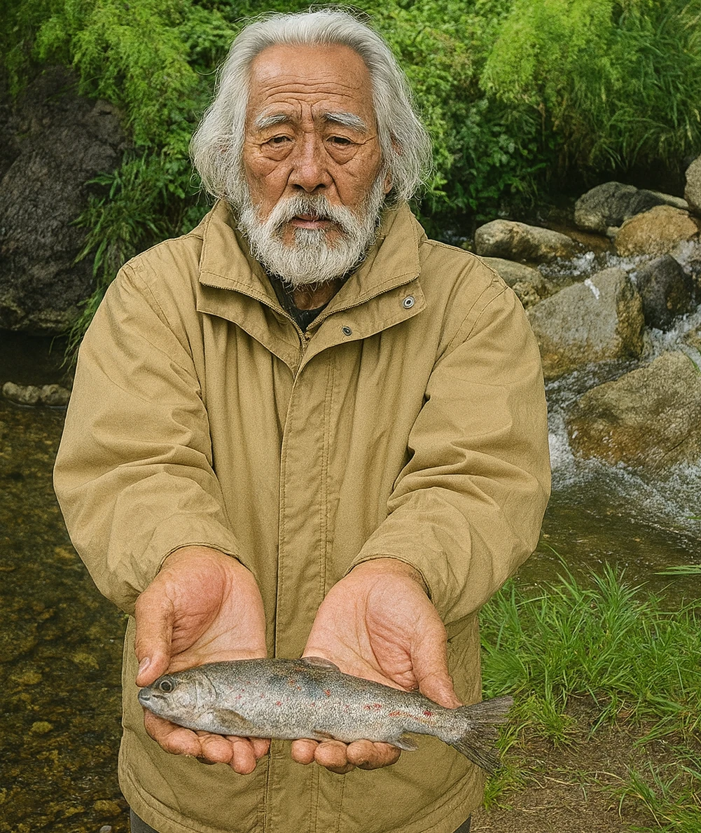姉川でアマゴの釣果を得た米田.webp
