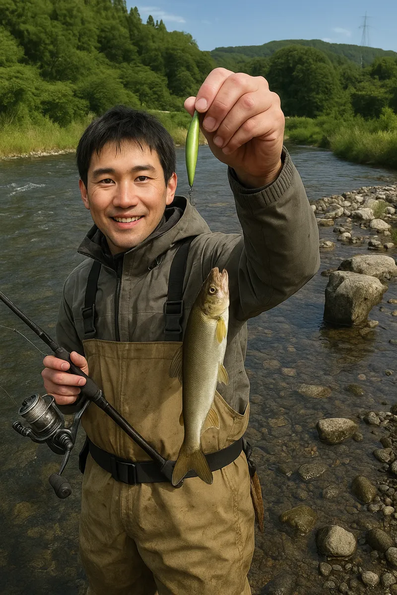 姉川でアユの釣果を得た新崎.webp