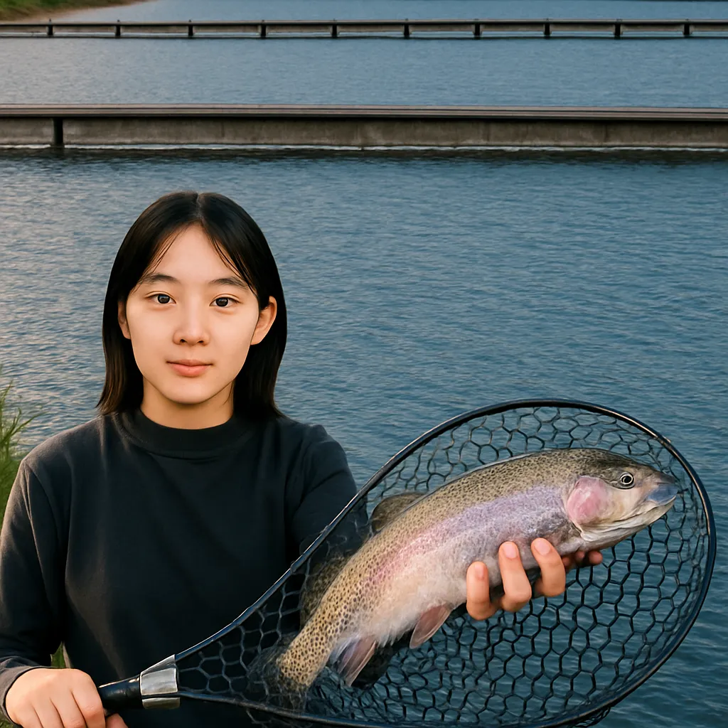 安トラウトレイクでニジマスの釣果を得た森永.webp