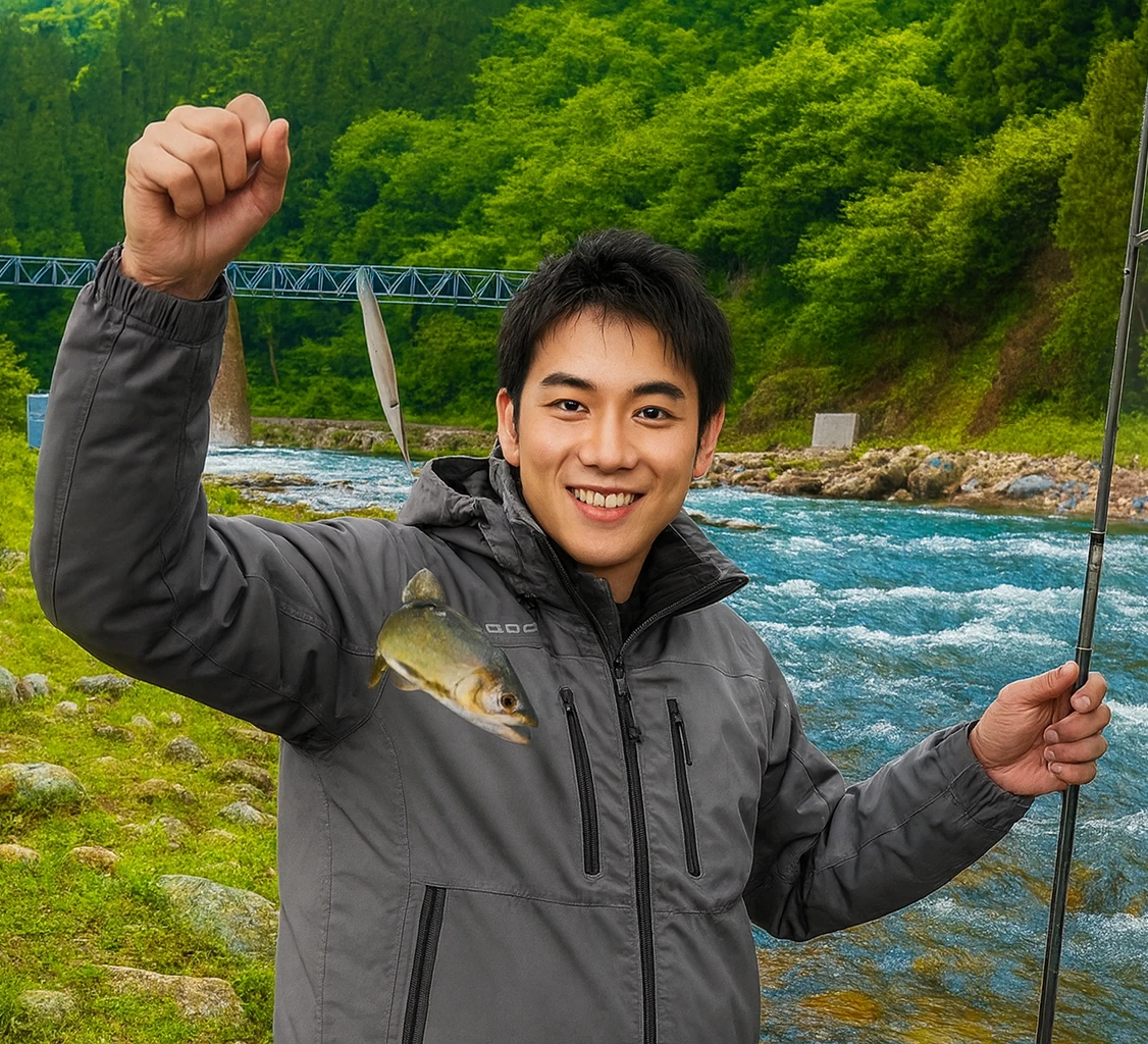 安曇川でアユの釣果を得た新崎.webp