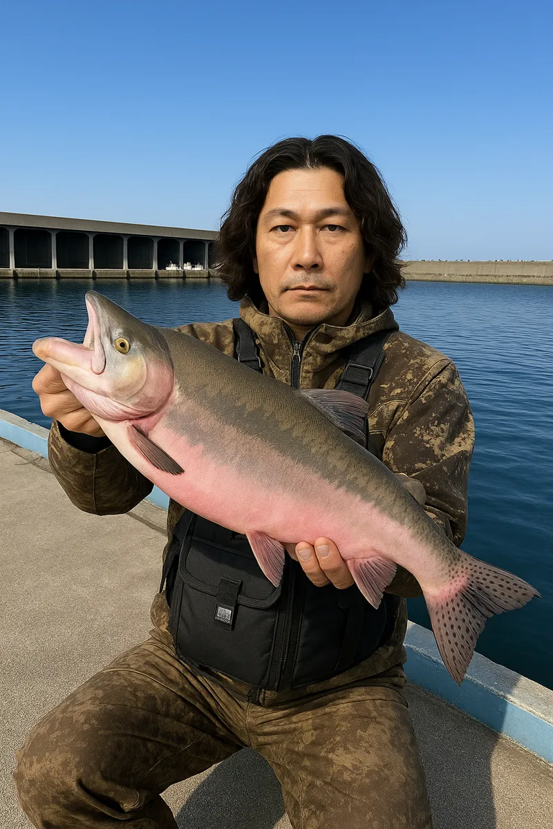 宗谷港でカラフトマスの釣果を得た岸本.webp
