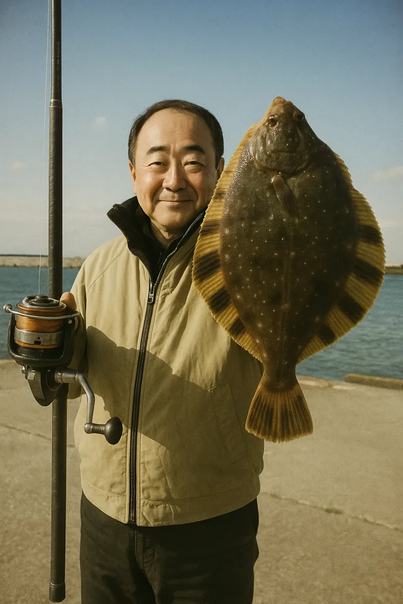 宗谷港でカワガレイの釣果を得た持田.webp