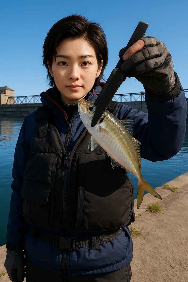 小樽港でアジの釣果を得た佐伯.webp