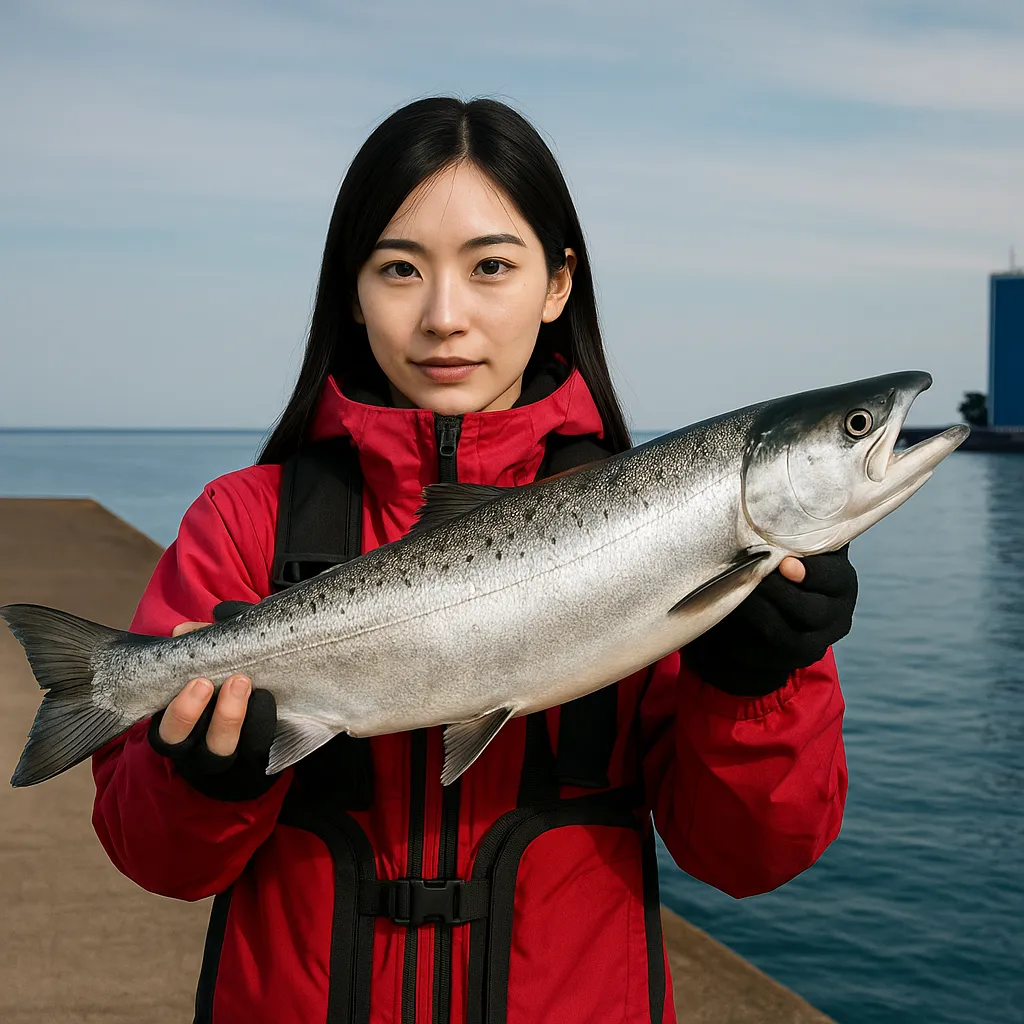 小樽港でサクラマスの釣果を得た黒川.webp