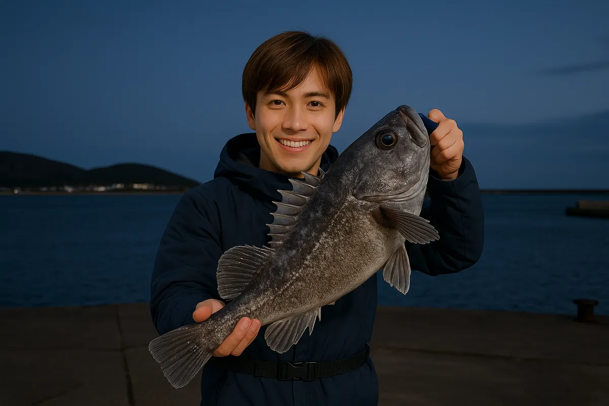 小樽港でソイの釣果を得た久良木.webp