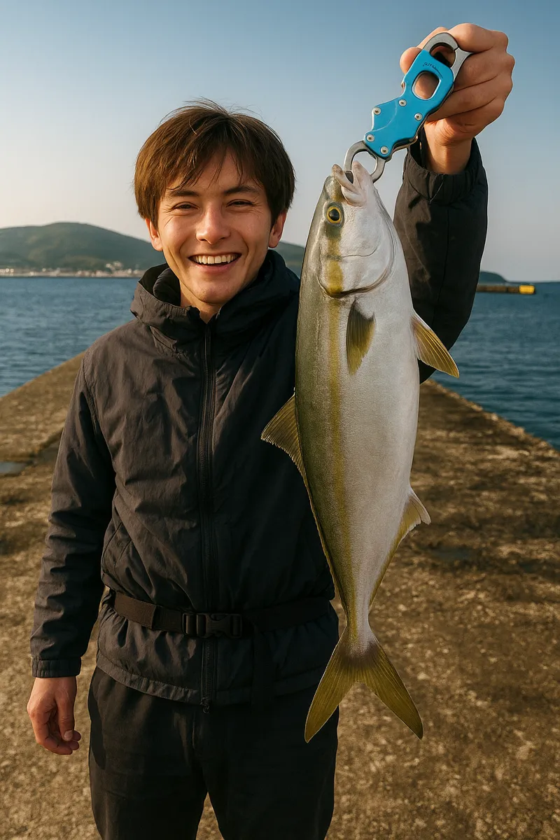 小樽港でフクラギの釣果を得た久良木.webp