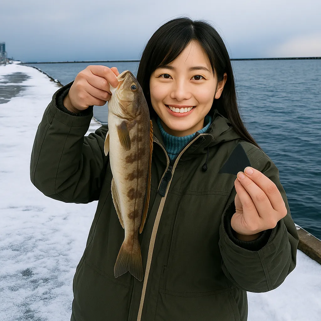 小樽港でホッケの釣果を得た黒川.webp