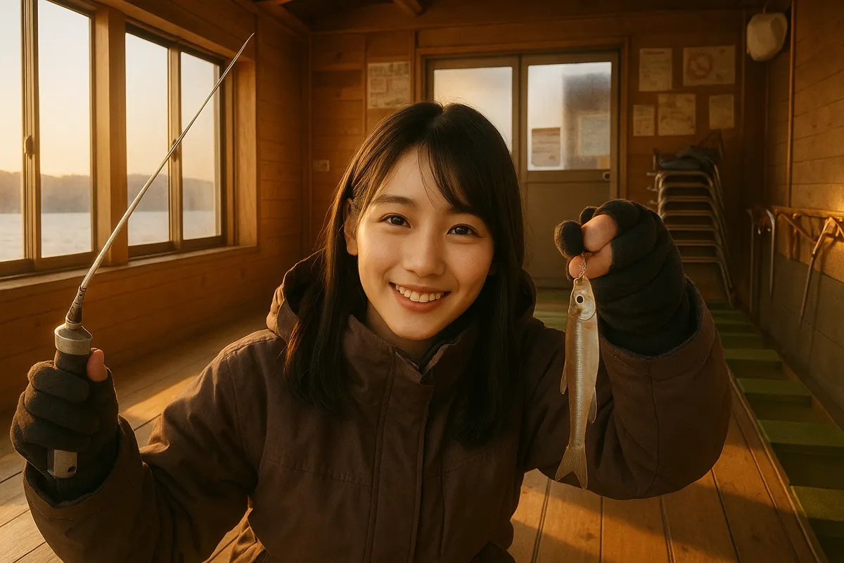 山中湖でワカサギの釣果を得た黒川.webp