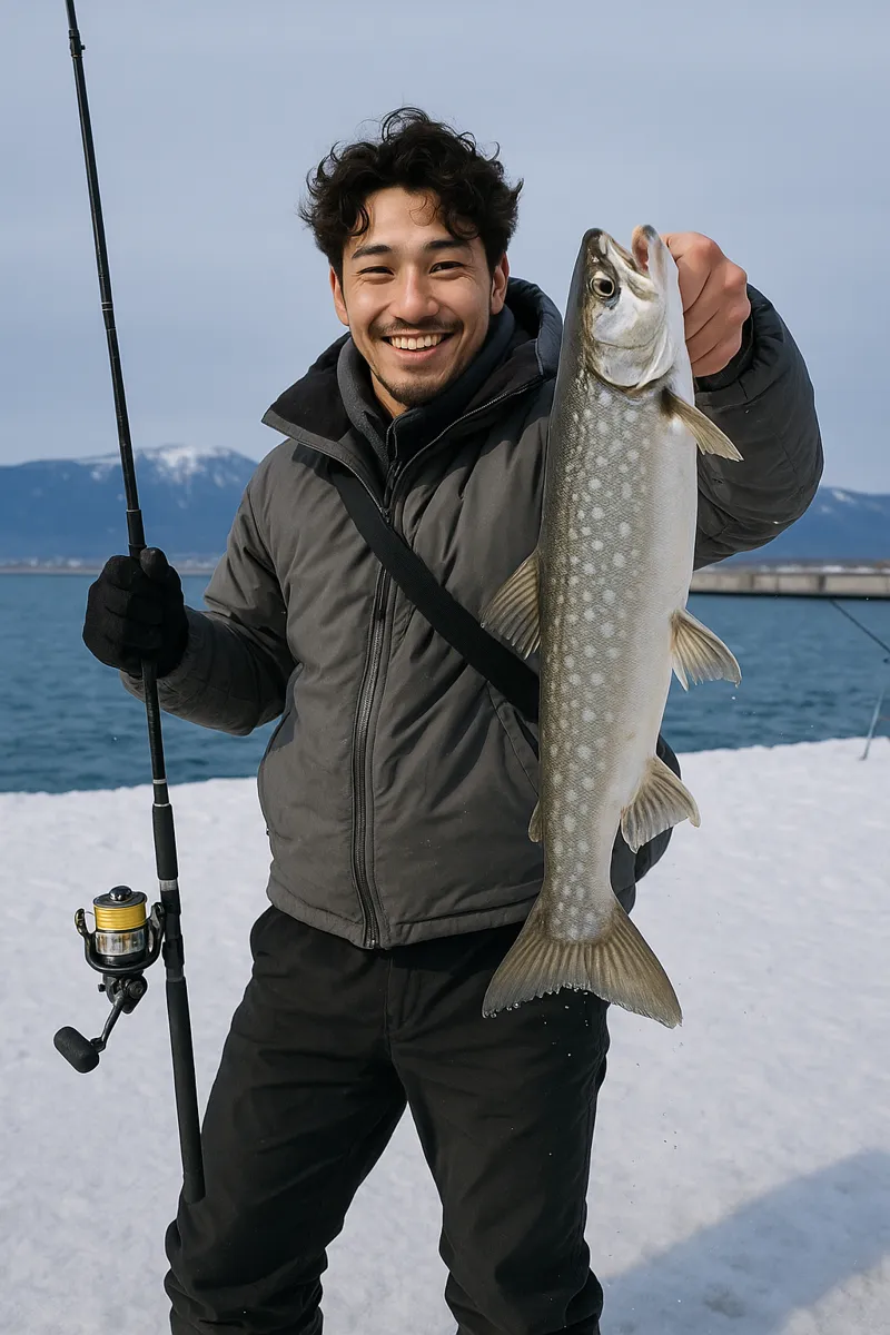 岩内港でアメマスの釣果を得た安城.webp