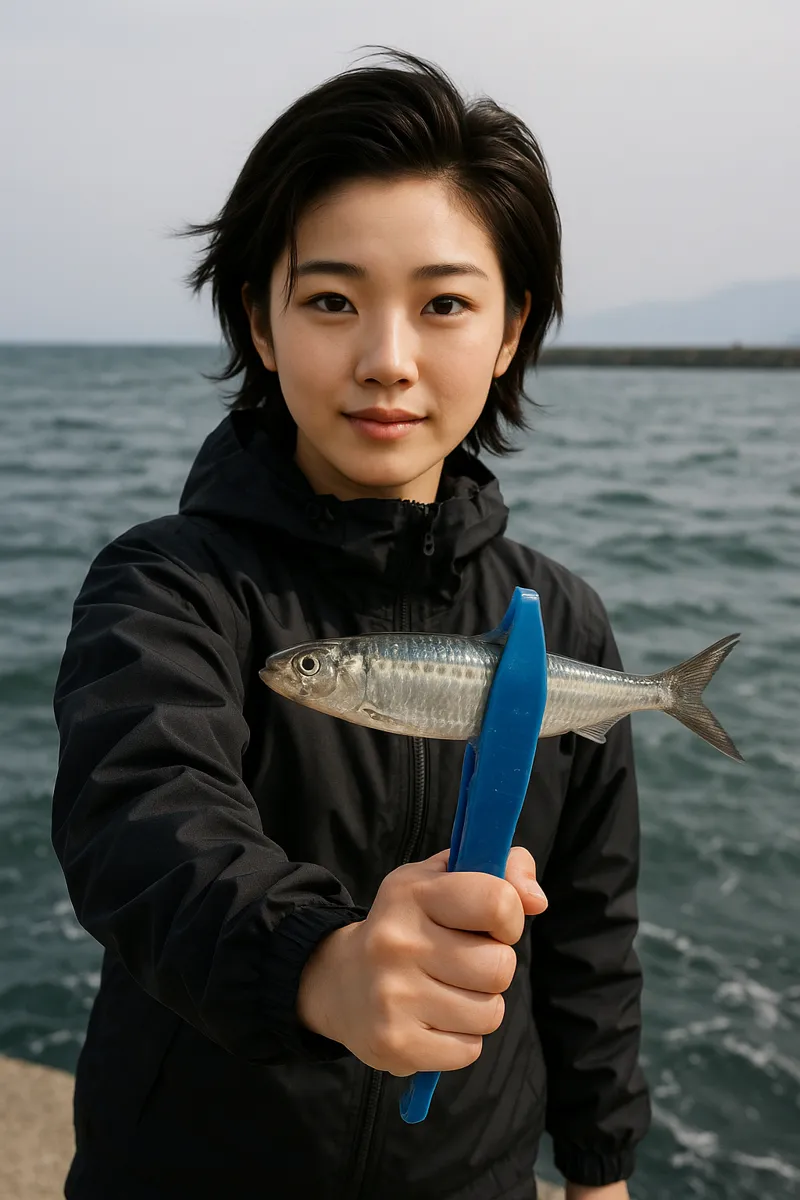岩内港でイワシの釣果を得た佐伯.webp