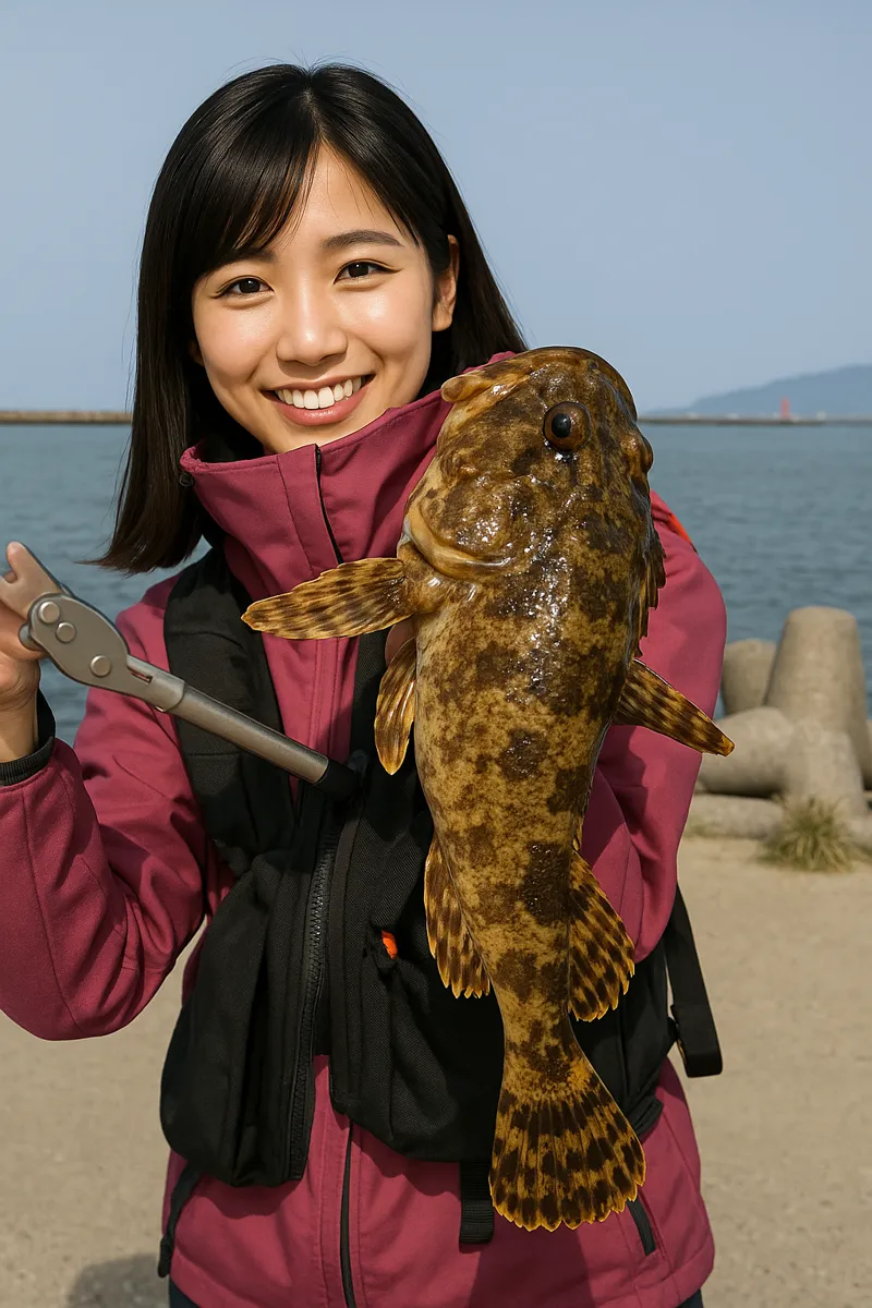 岩内港でカジカの釣果を得た黒川.webp