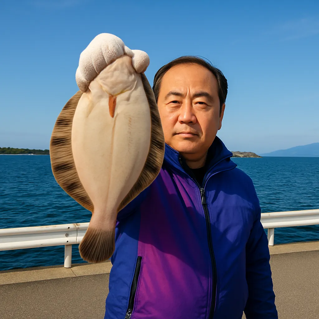 岩内港でクロガシラカレイの釣果を得た持田.webp