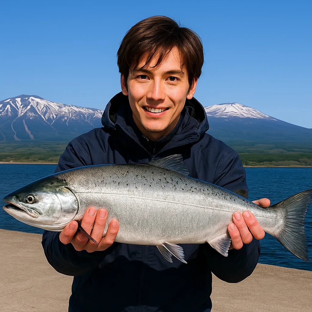 岩内港でサクラマスの釣果を得た久良木.webp