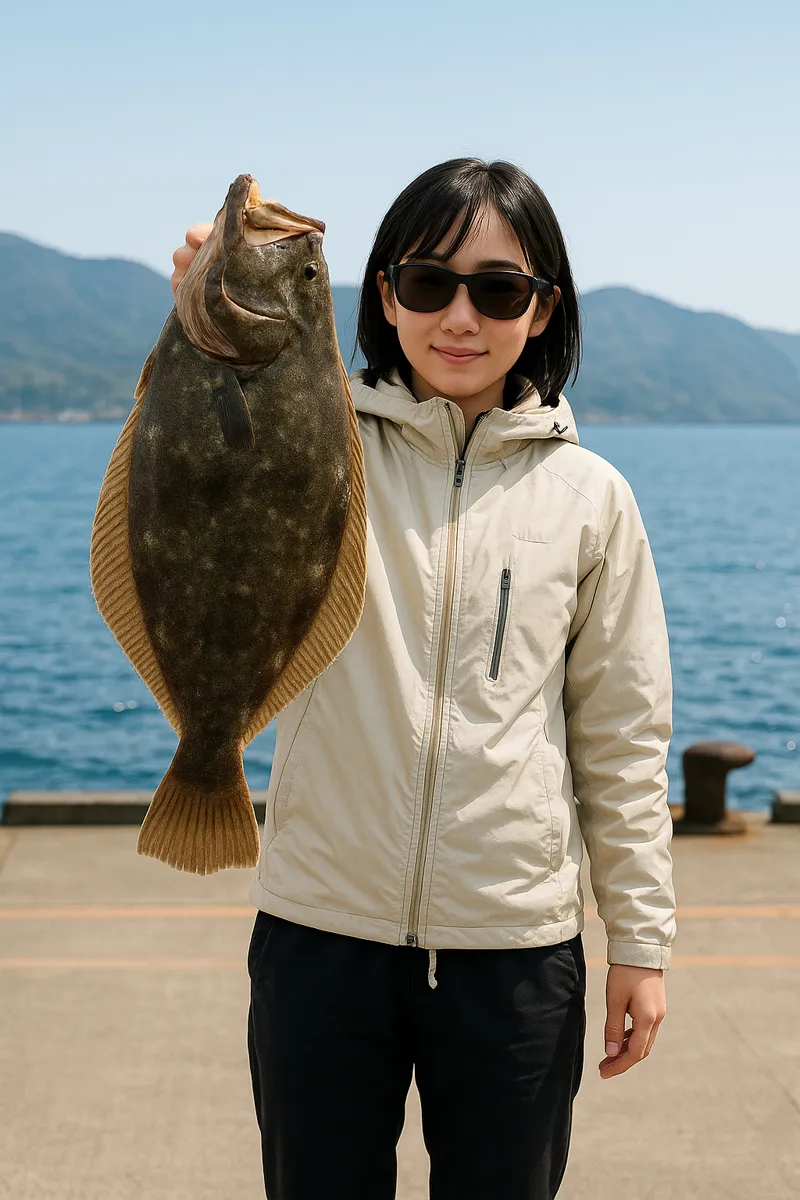 岩内港でヒラメの釣果を得た国生.webp