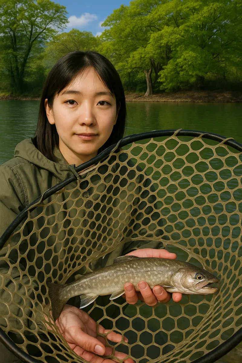 嵐山フィッシングエリアでイワナの釣果を得た森永.webp