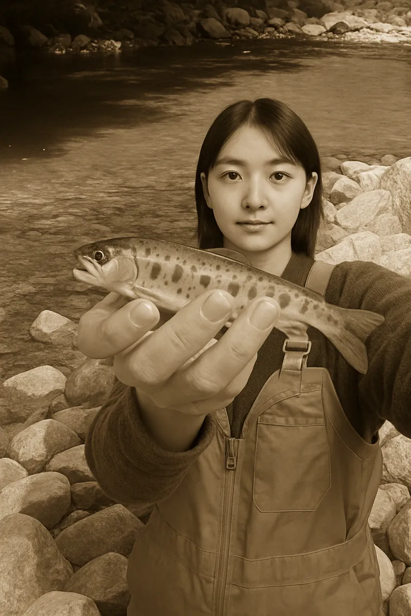 川の家おさかでアマゴの釣果を得た森永.webp