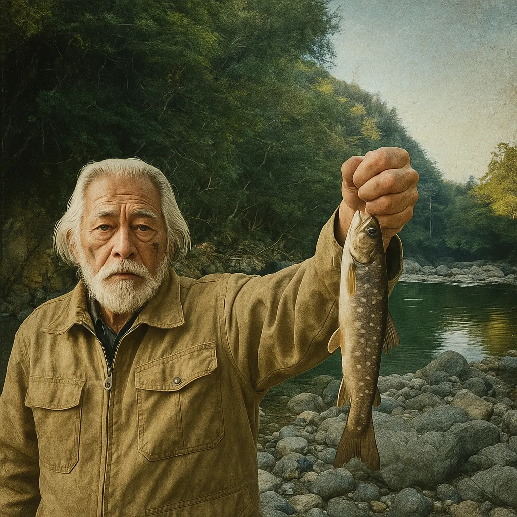 川の家おさかでイワナの釣果を得た米田.webp