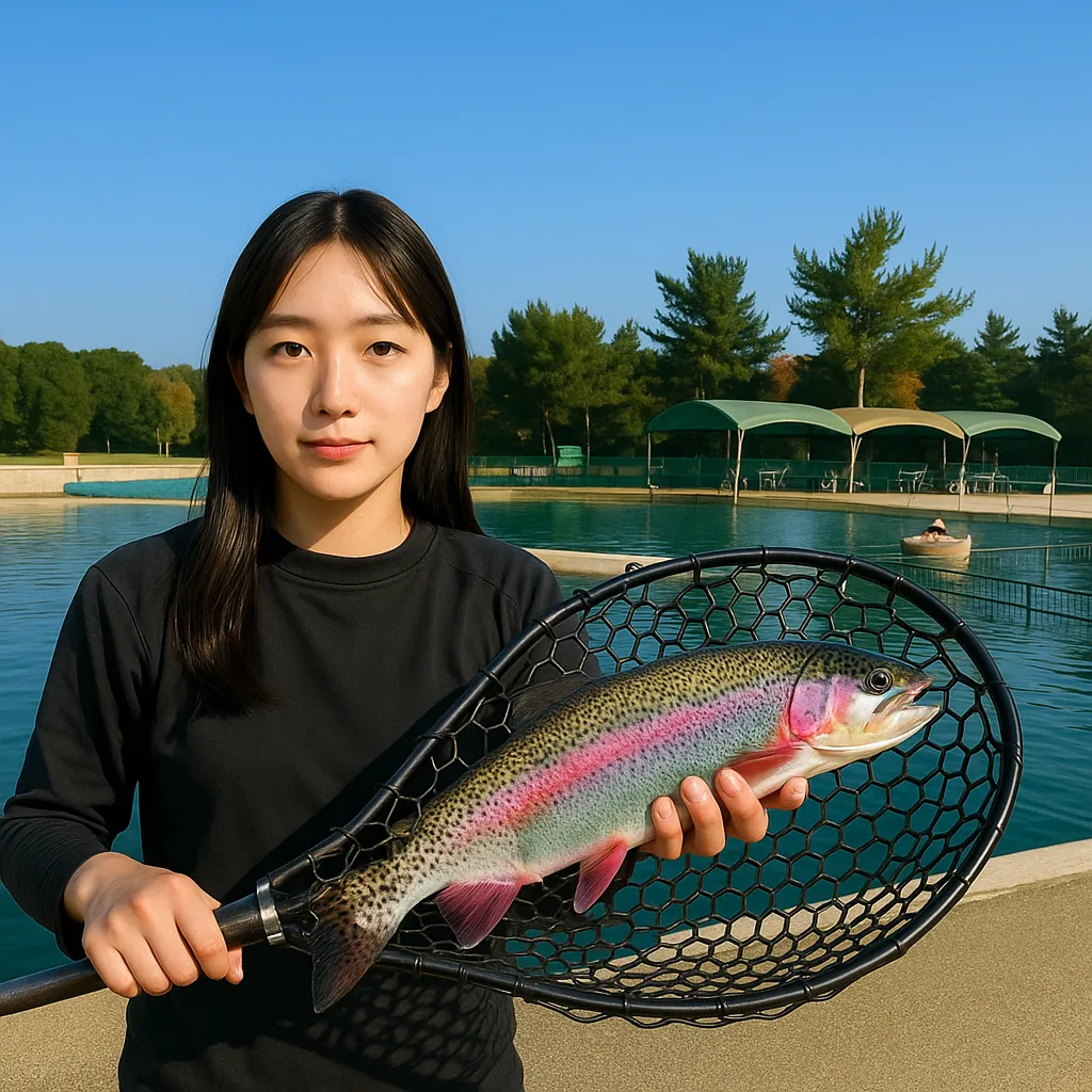 川越水上公園でニジマスの釣果を得た森永.webp