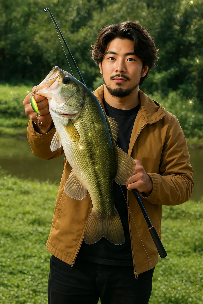 市野川でブラックバスの釣果を得た澤田.webp